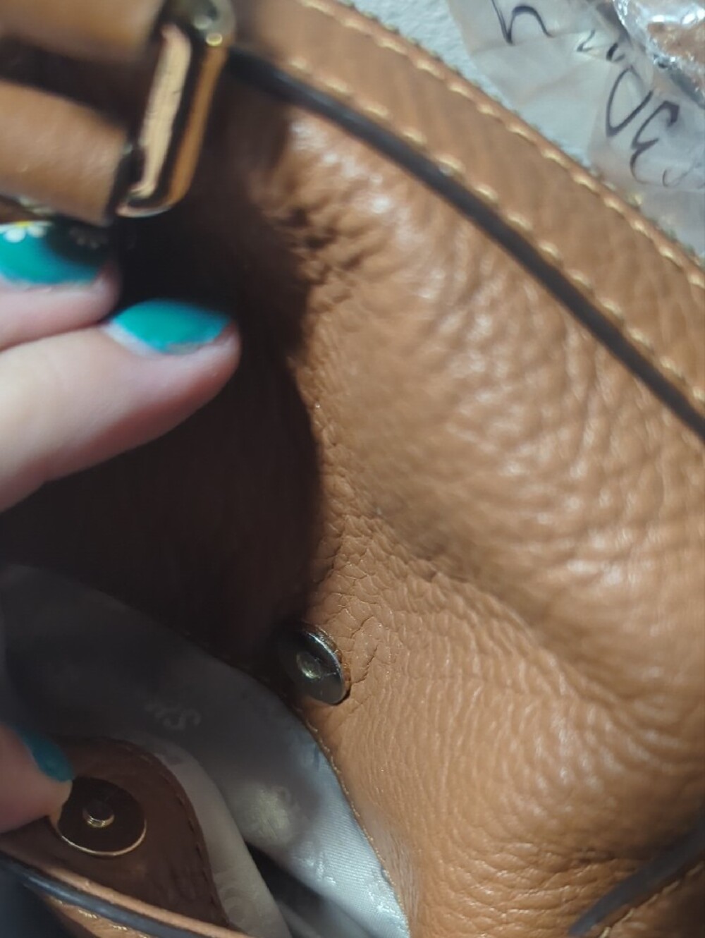 Michael Kors Cognac Pebbled Leather Satchel - Picture 8 of 10